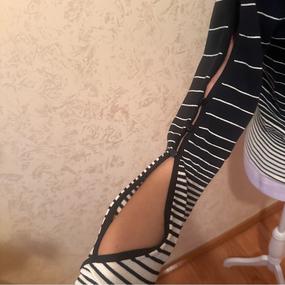 Armani Exchange Black and White Striped Blouse